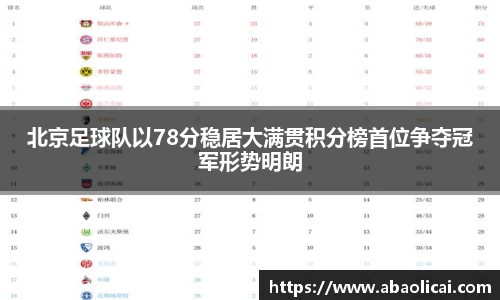 北京足球队以78分稳居大满贯积分榜首位争夺冠军形势明朗