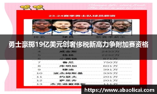 勇士豪掷19亿美元创奢侈税新高力争附加赛资格